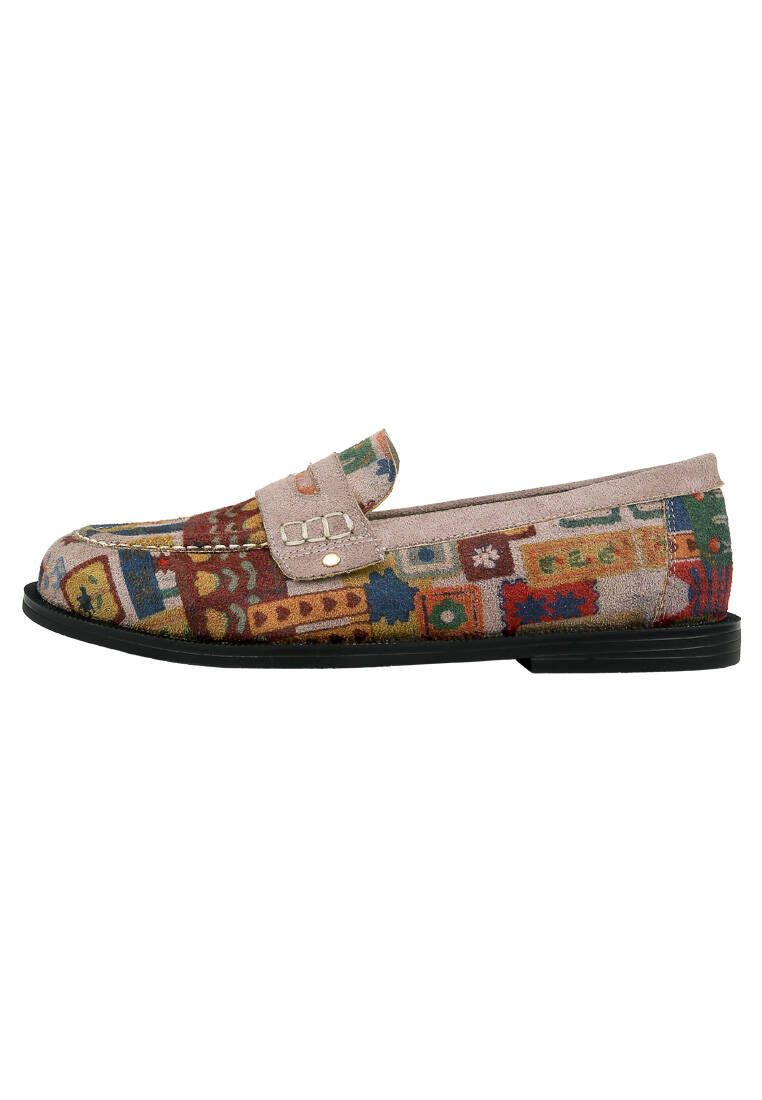 Kadın Vegan Deri Krem Loafer - Anatolian Patterns Tasarım