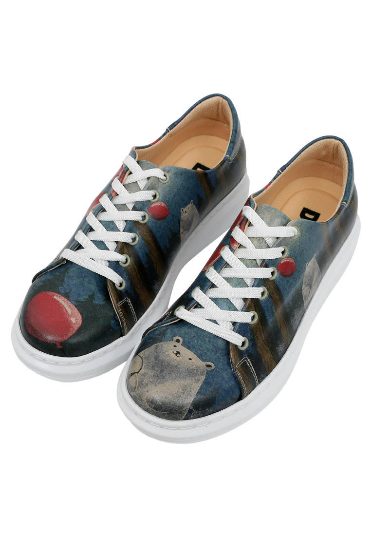 Kadın Vegan Deri Lacivert Günlük Sneakers - Bear With A Balloon Tasarım