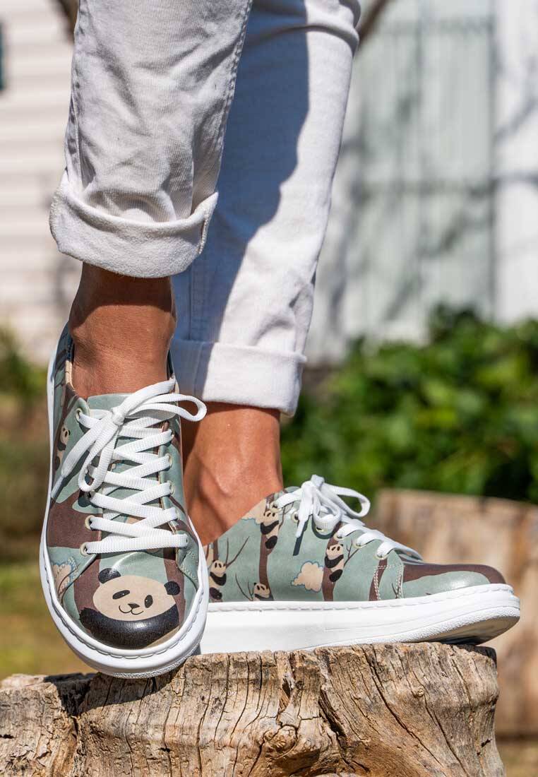 Kadın Vegan Deri Mavi Günlük Sneakers - Panda Hug Tasarım