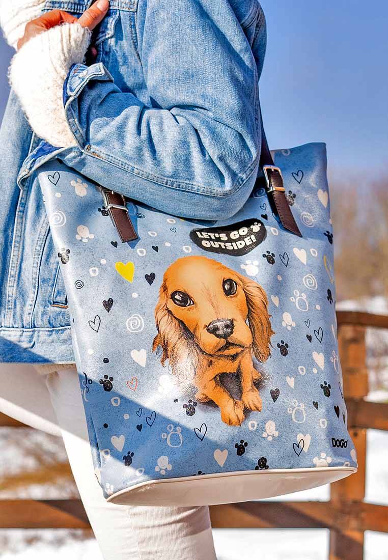 Kadın Vegan Deri Mavi Omuz Çantası - Hello My Hooman Tasarım
