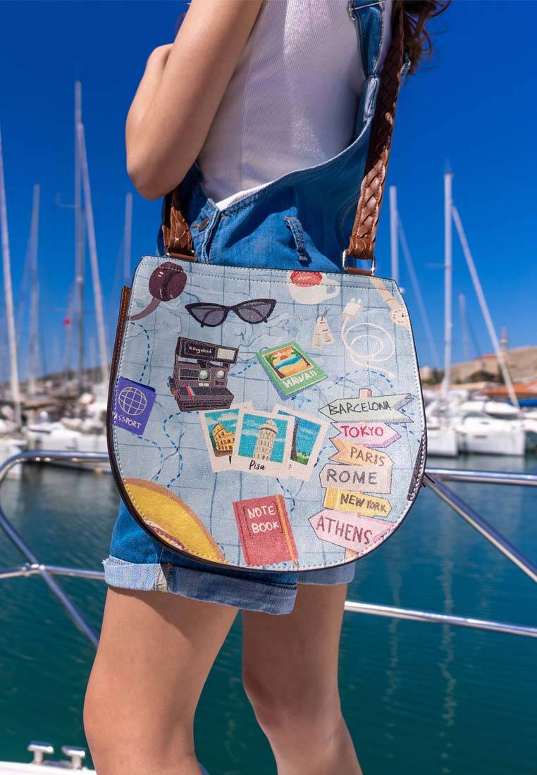 Kadın Vegan Deri Mavi Omuz Çantası - Ready To Travel Tasarım