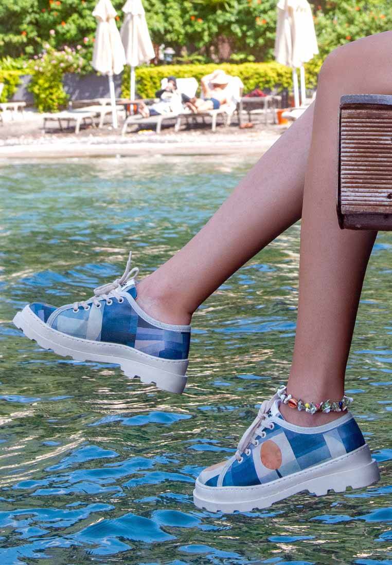 Kadın Vegan Deri Mavi Sneakers - Be Different Tasarım