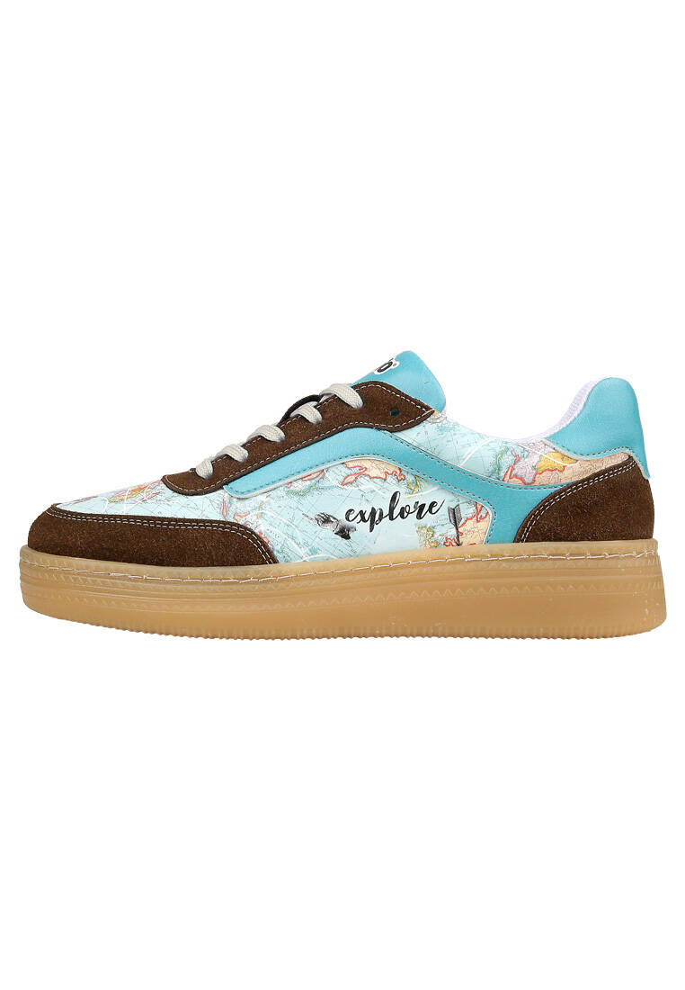 Kadın Vegan Deri Mavi Sneakers - Explore Tasarım