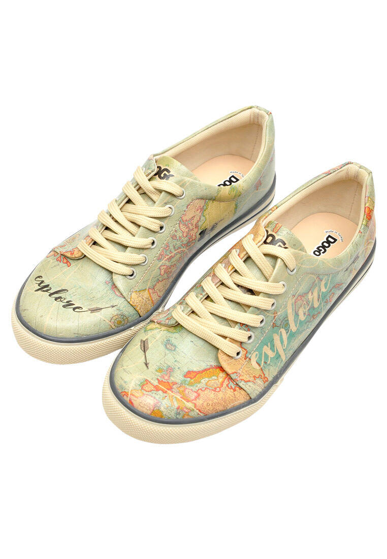 Kadın Vegan Deri Mavi Sneakers - Explore Tasarım