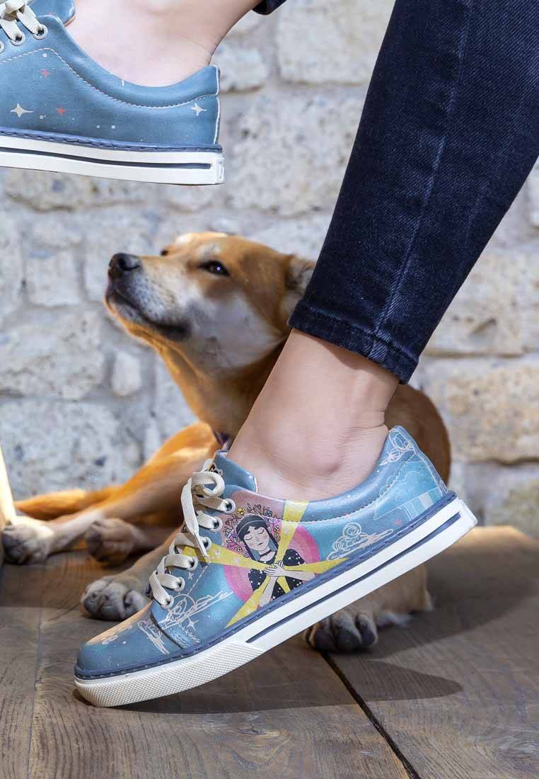 Kadın Vegan Deri Mavi Sneakers - Find Your Inner Peace Tasarım