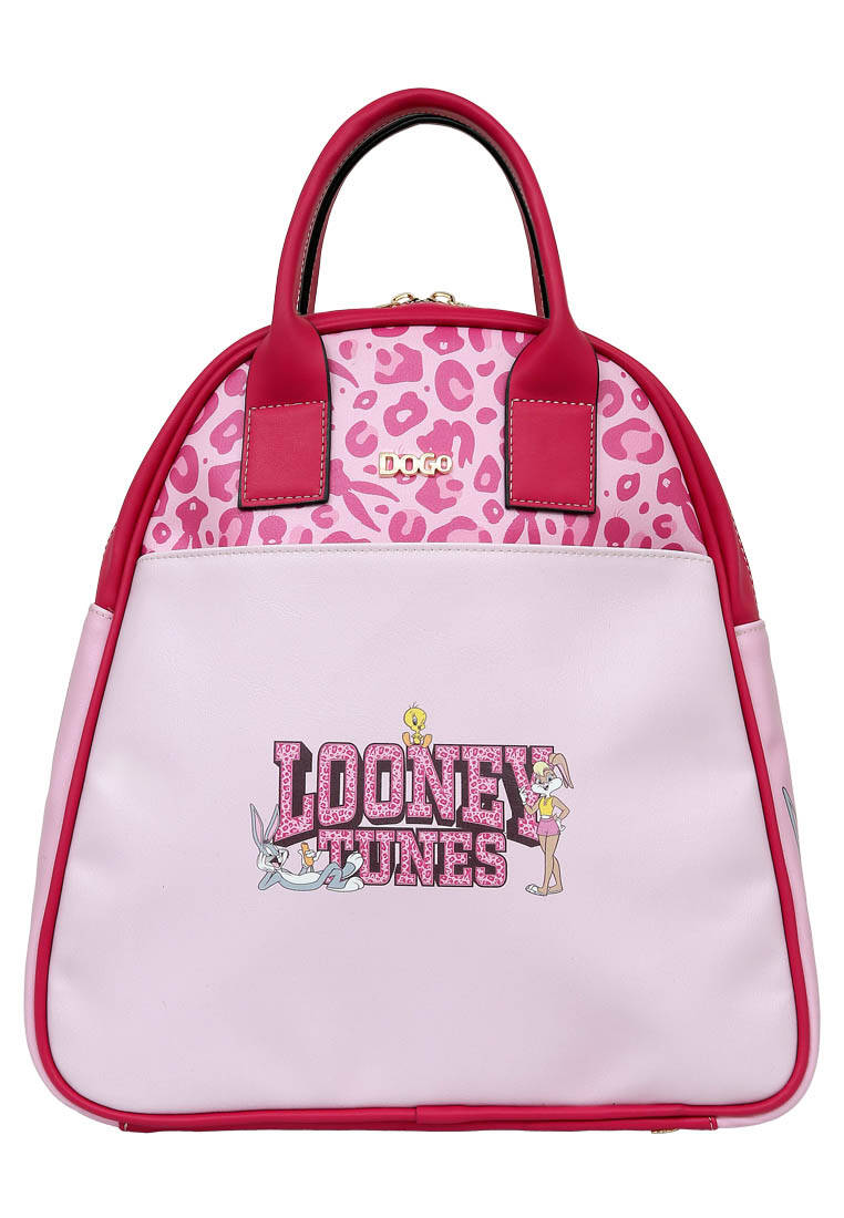 Kadın Vegan Deri Pembe Sırt Çantası - Warner Bros Looney Tunes Pink Leopard Lola Bunny Tasarım