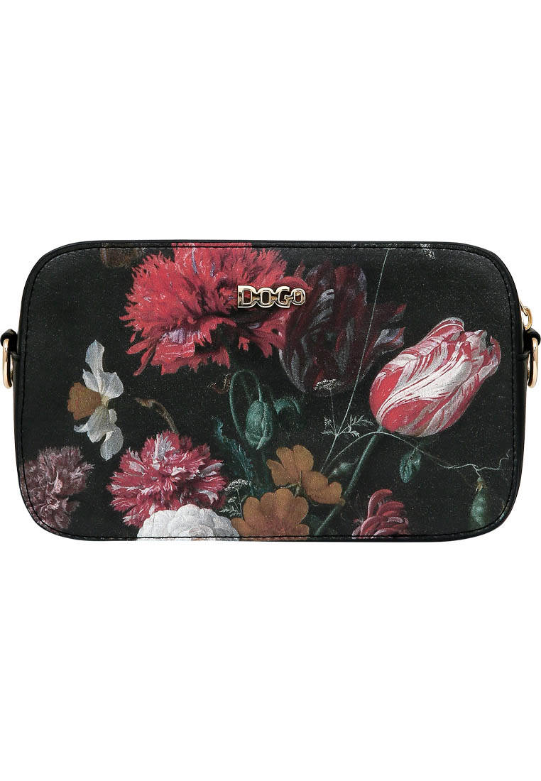 Kadın Vegan Deri Siyah El Çantası - Black Floral Tasarım