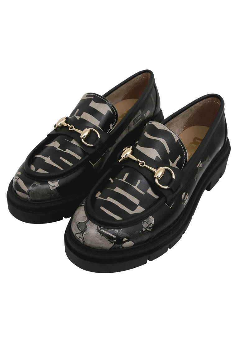 Kadın Vegan Deri Siyah Loafer - Supper BlackWhite Tasarım