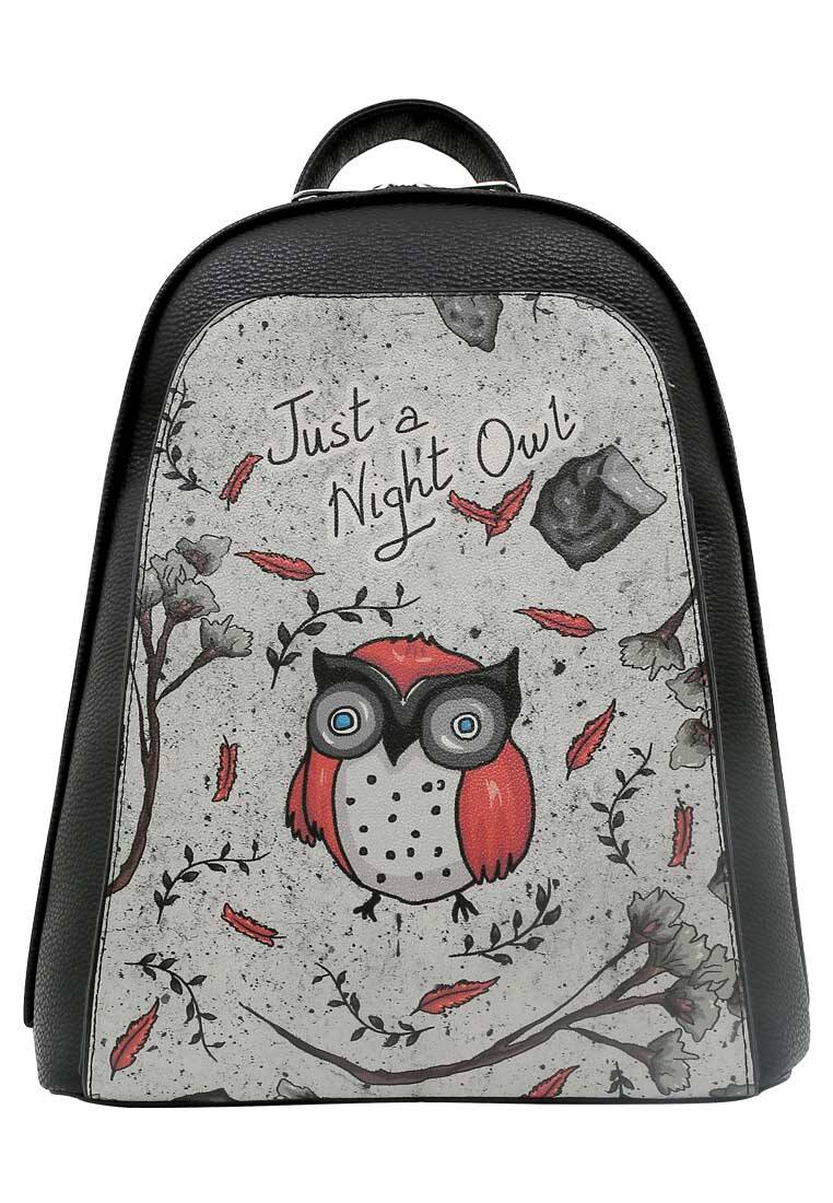Kadın Vegan Deri Siyah Sırt Çantası - Night Owl Tasarım
