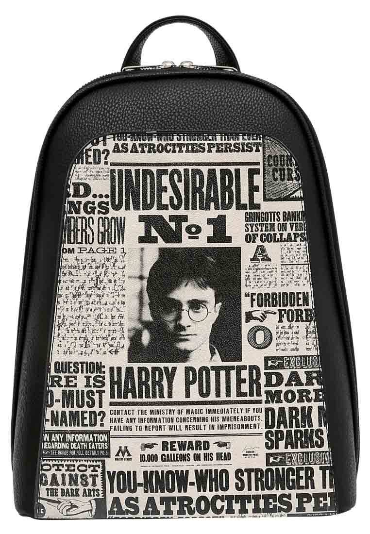 Kadın Vegan Deri Siyah Sırt Çantası - Warner Bros Daily Prophet Harry Potter Tasarım
