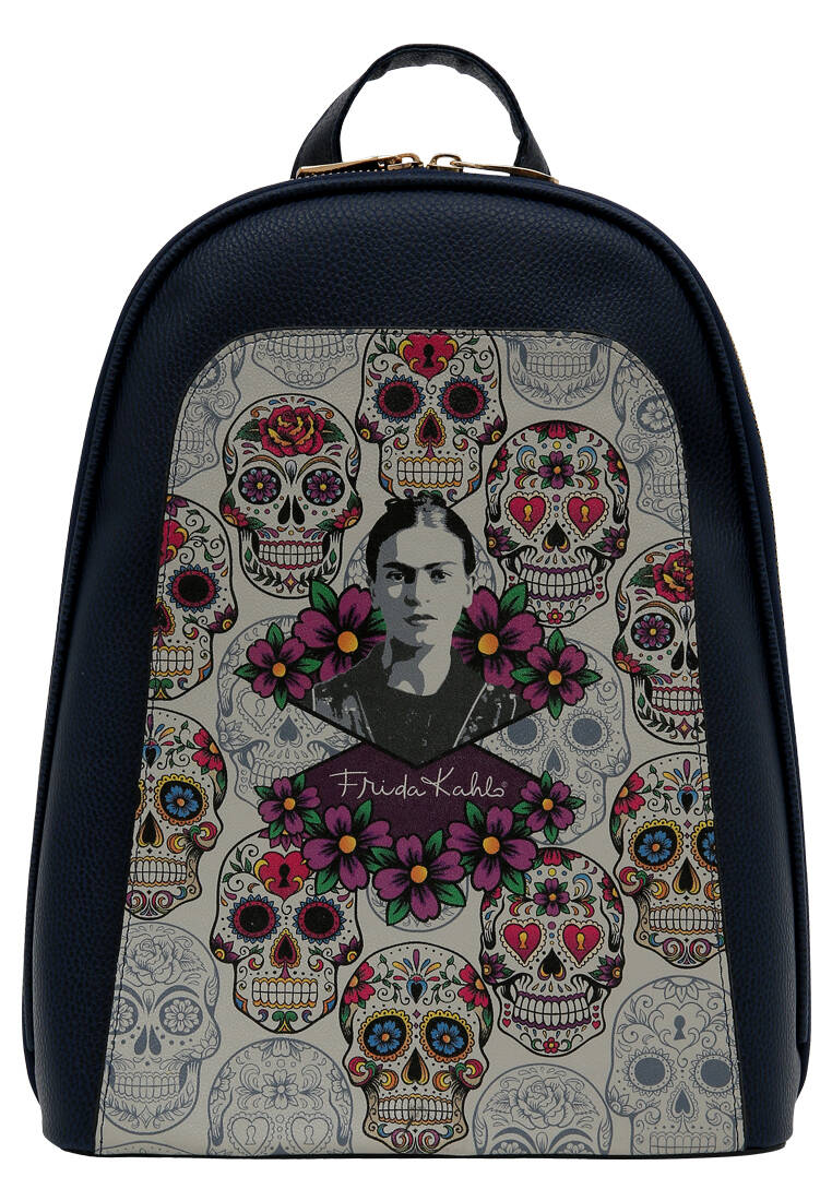 Kadın Vegan Deri Siyah Sırt Çantası - Fkl Frida Kahlo Remembrance Of Frida Tasarım