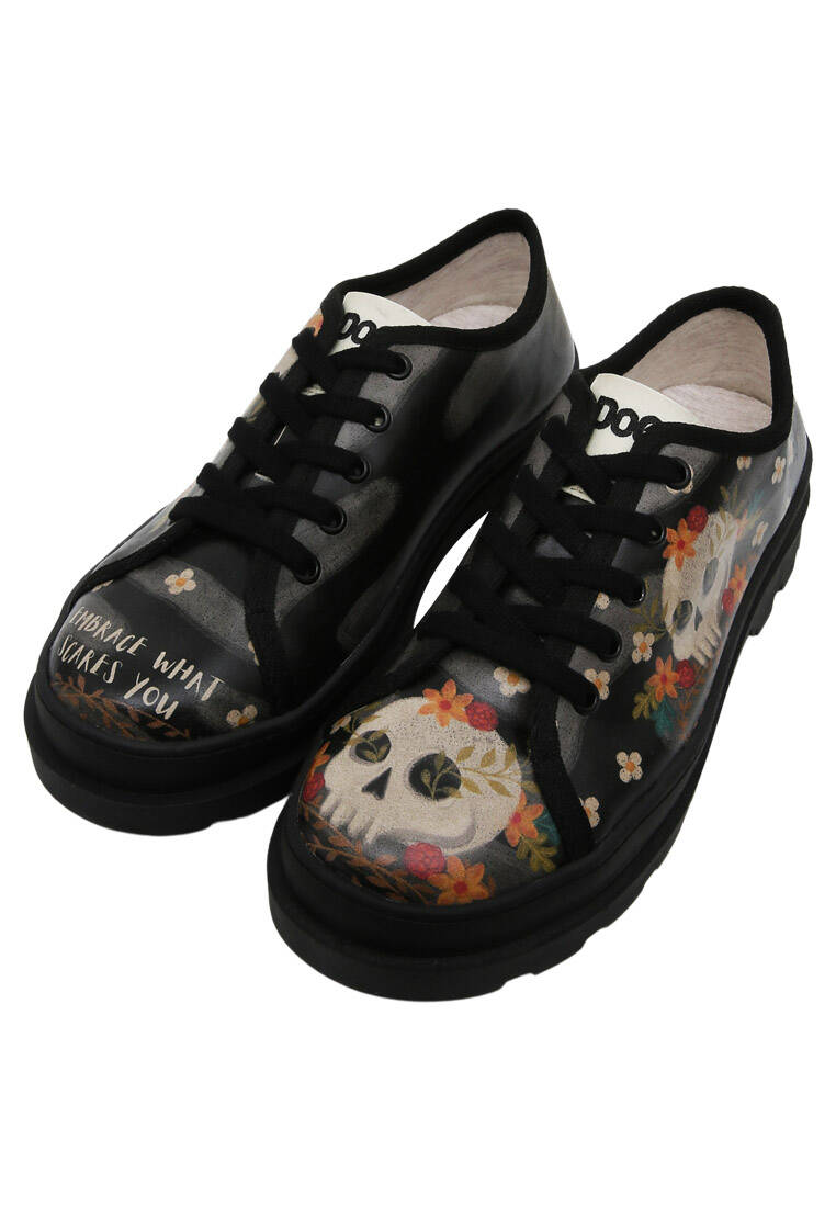 Kadın Vegan Deri Siyah Sneakers - Embrace What Scares You Tasarım