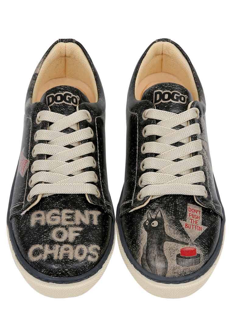 Kadın Vegan Deri Siyah Sneakers - Agent of Chaos Tasarım