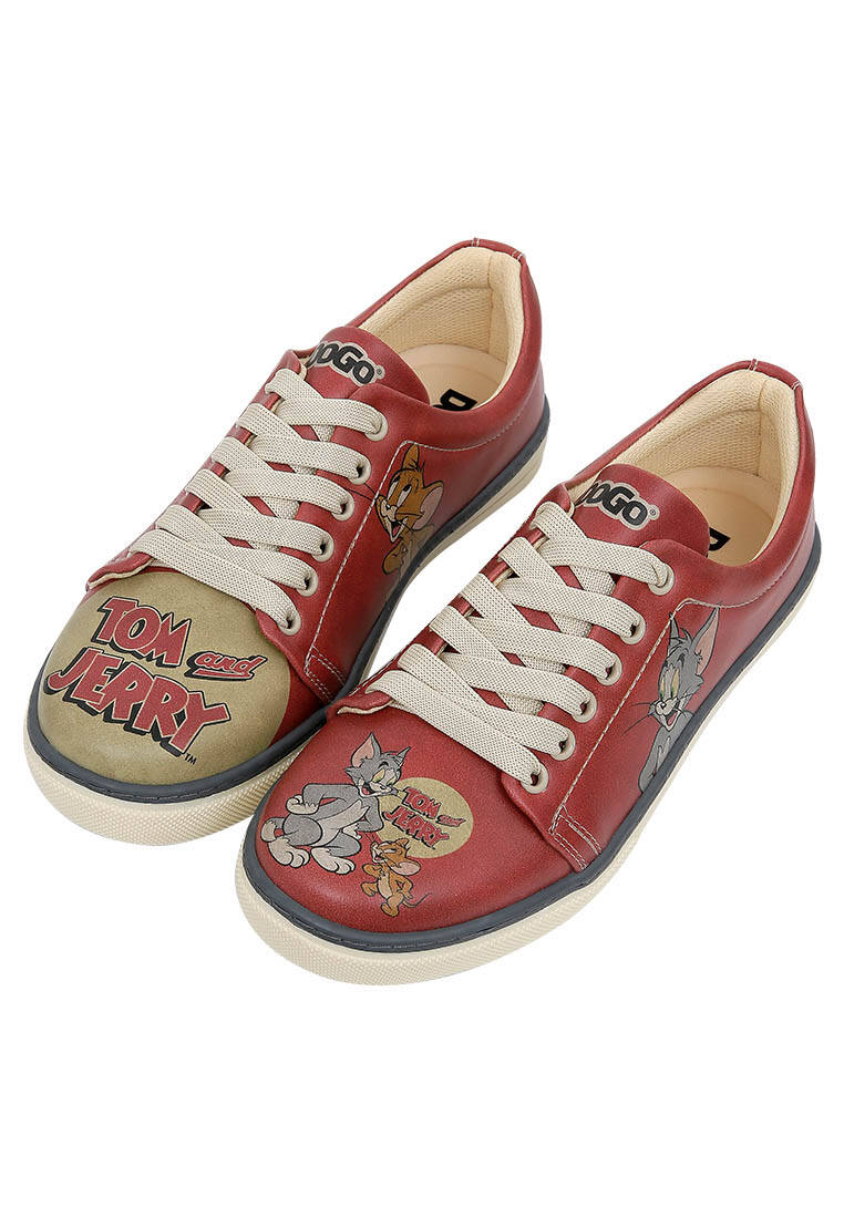 Kadın Vegan Deri Turuncu Sneakers - Warner Bros Tom ve Jerry Tasarım