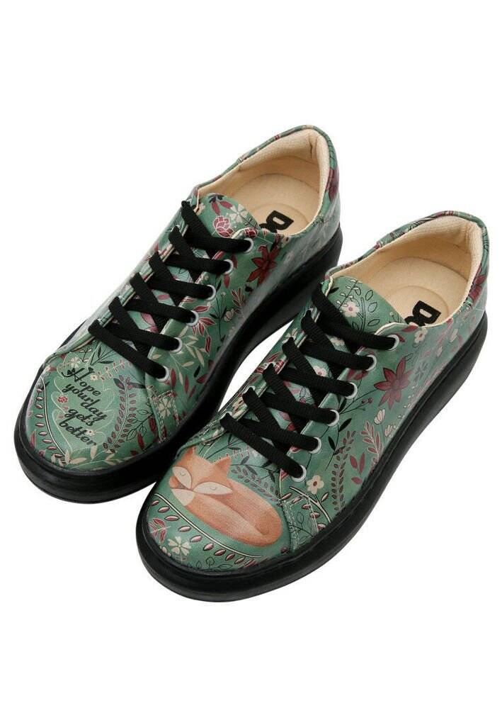 Kadın Vegan Deri Yeşil Sneakers - Spirit Animal Tasarım