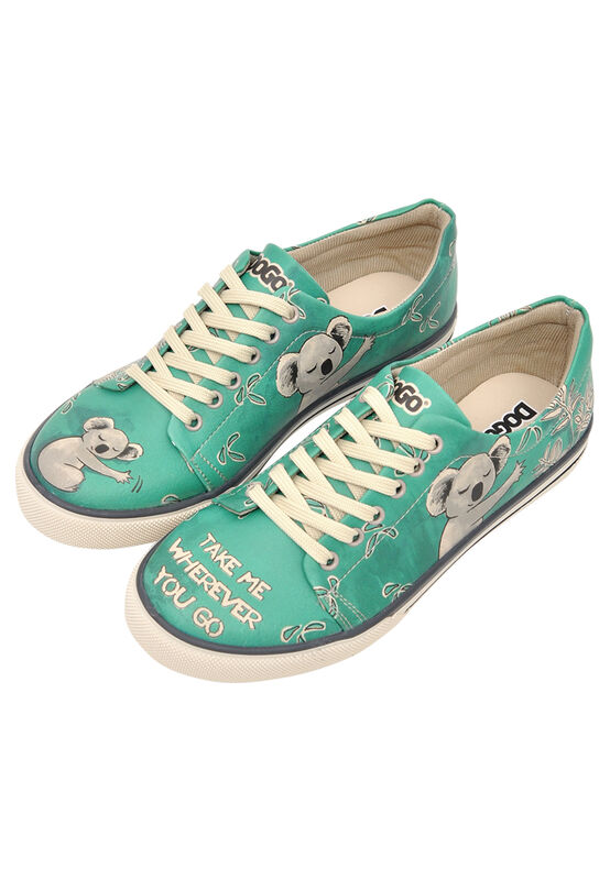 Kadın Vegan Deri Yeşil Sneakers - Koala Hug Tasarım - DOGO Store