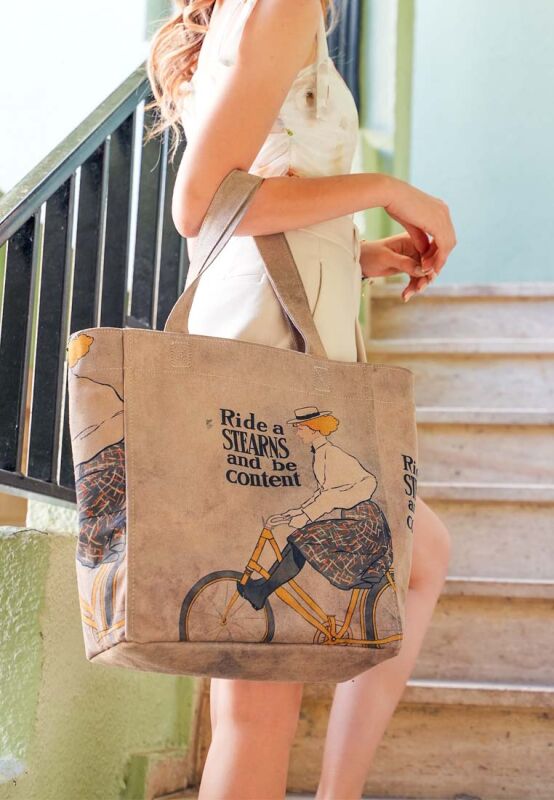 Kadın Vegan Gri Large Tote Bag - Rider Woman Tasarım - DOGO Store