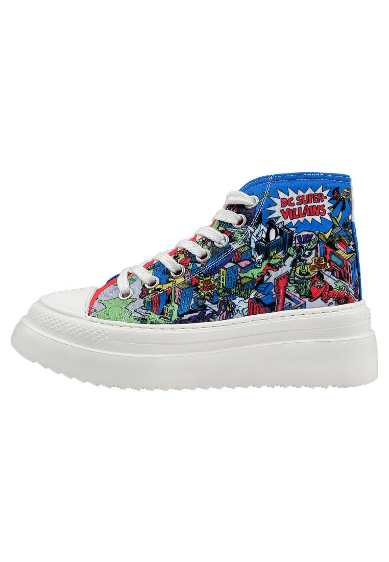 Kadın Vegan Çok Renkli Kalın Taban High Sneakers - Warner Bros DC Villains Tasarım