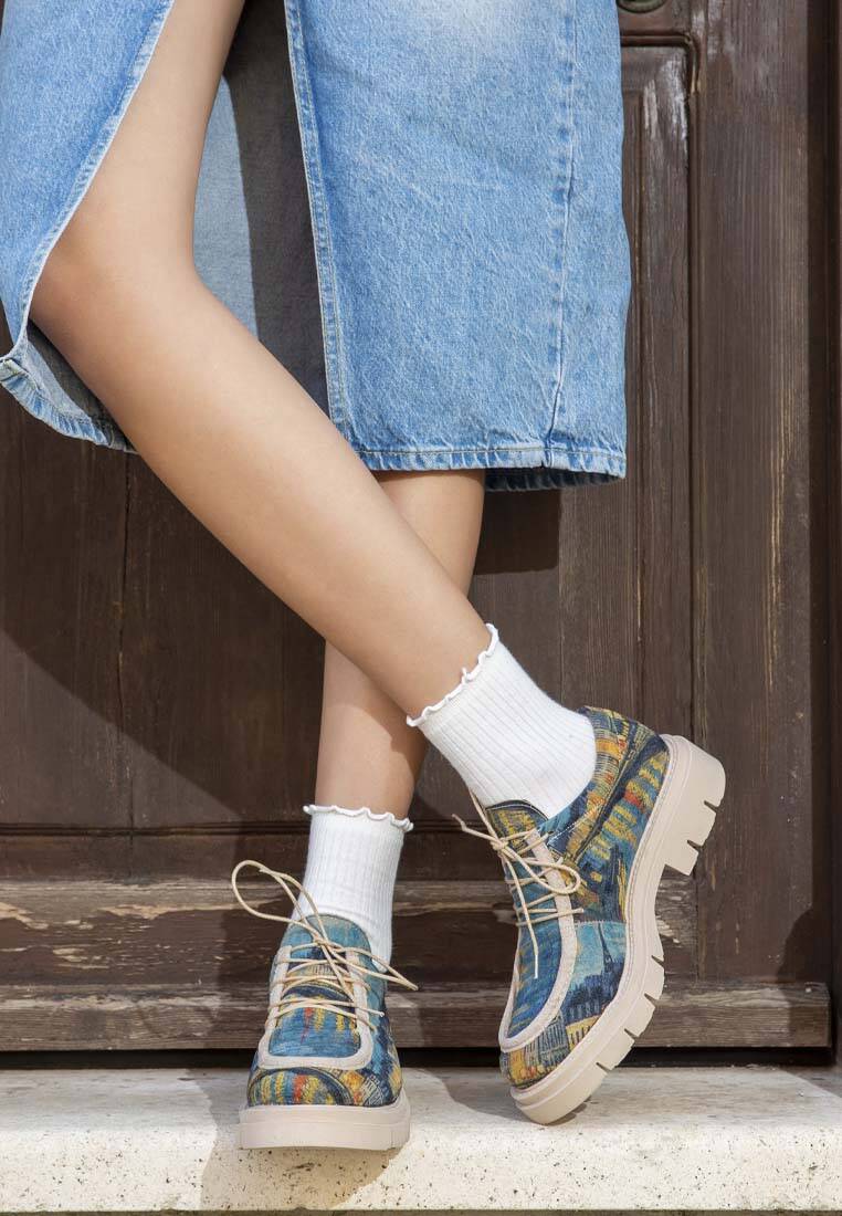 Kadın Vegan Mavi Loafer - Sea Sparkles Tasarım