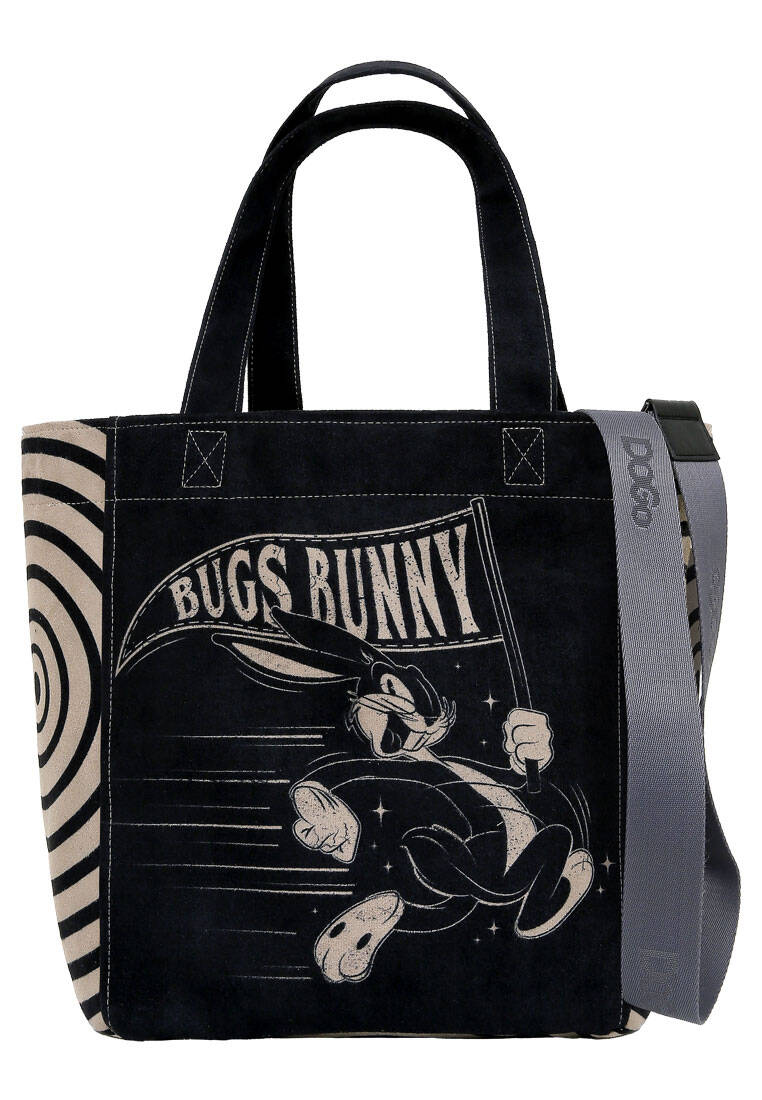 Kadın Vegan Siyah Large Tote Bag - Warner Bros What's Up, Bag! Tasarım