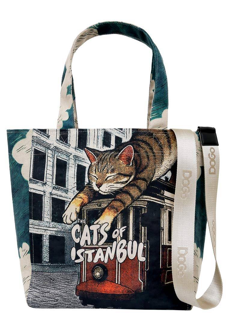Kadın Vegan Turkuaz Large Tote Bag - Tram Nap Tasarım