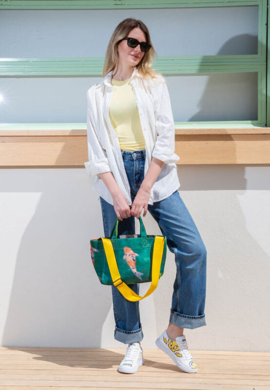 Kadın Vegan Yeşil Medium Tote Bag - Koi Tasarım - DOGO Store