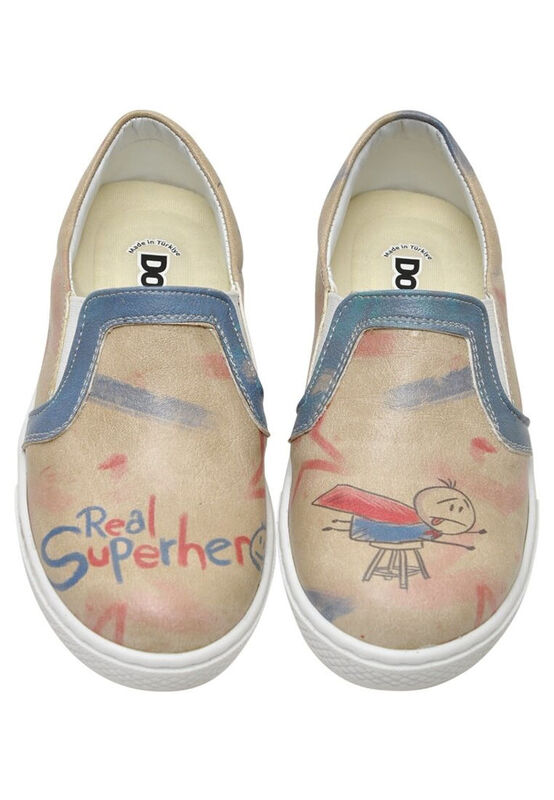 最上の品質な Sneakers On Slip Beige Leather Vegan Kids - Boys Superhero その他