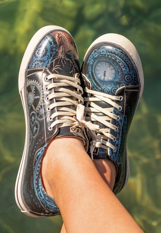 Men Vegan Leather Navy Blue Sneakers Time's Up Deer Design DOGO Store