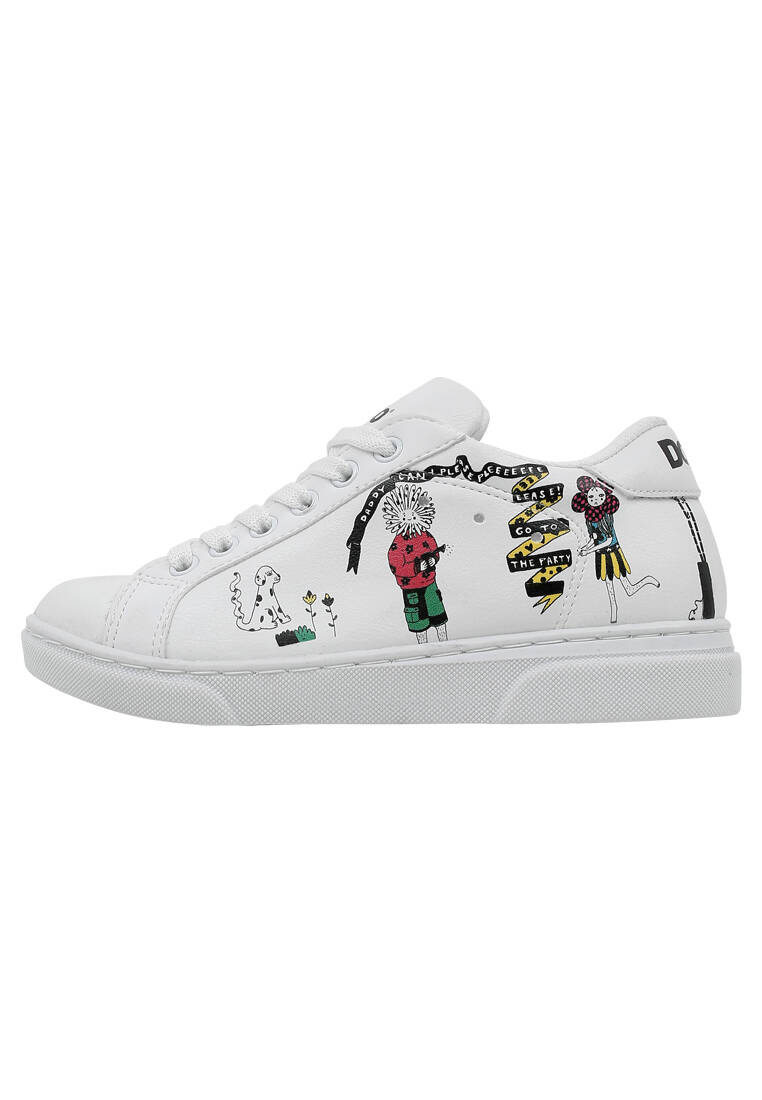 Unisex Çocuk Vegan Deri Beyaz Sneakers - Party Tasarım