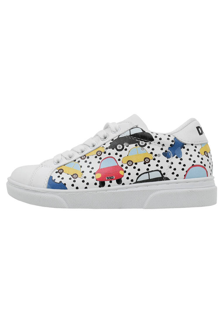 Unisex Çocuk Vegan Deri Beyaz Sneakers - Just Go Somewhere Tasarım