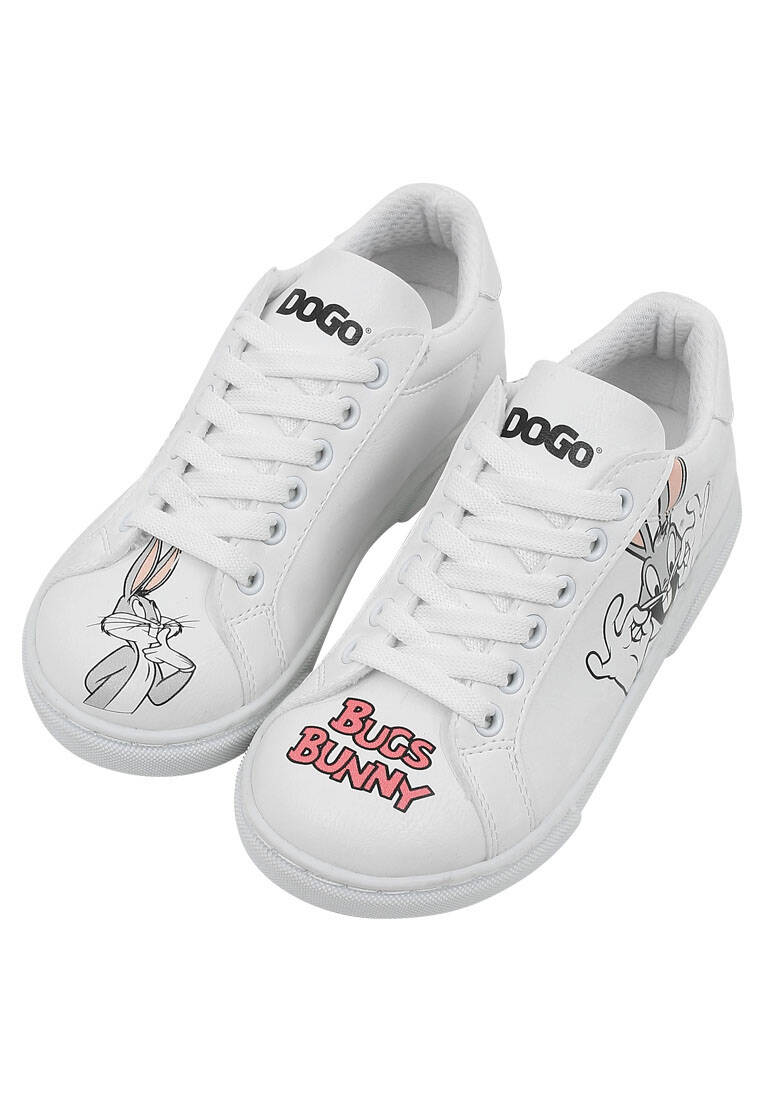 Unisex Çocuk Vegan Deri Beyaz Sneakers - Warner Bros What's up Doc Bugs Bunny Tasarım
