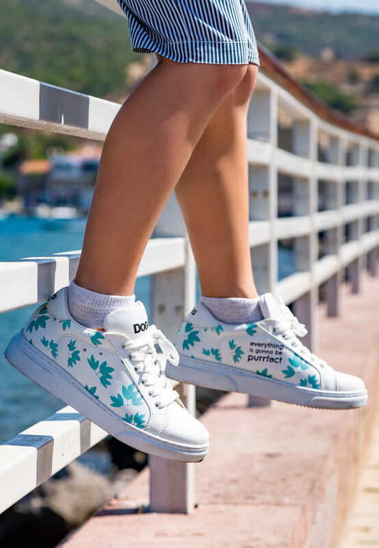 Unisex Kids Vegan Leather White Sneakers - Everything is