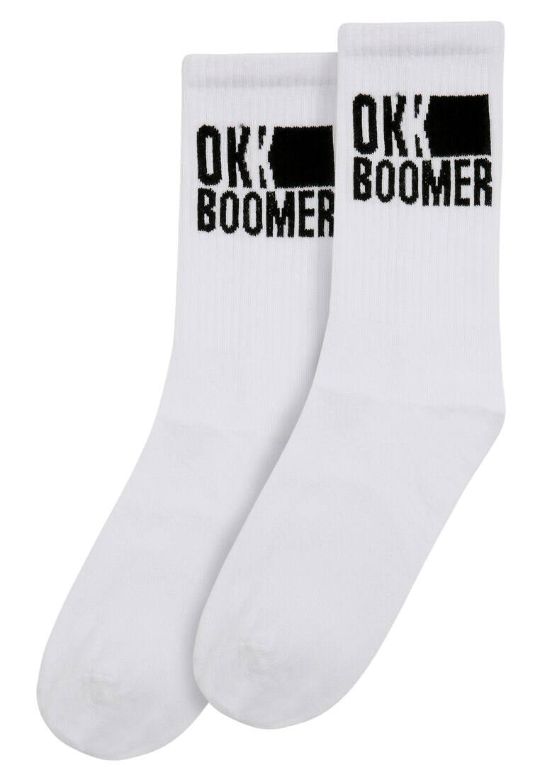 Unisex Vegan Beyaz Çorap - Ok Boomer Tasarım