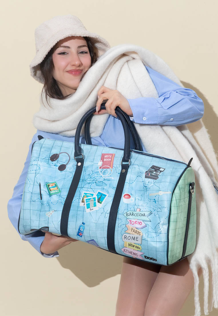 Unisex Vegan Deri Mavi Seyahat Çantası - Ready to Travel Tasarım