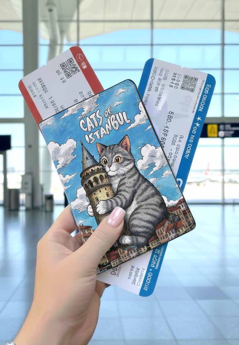 Unisex Vegan Mavi Pasaportluk - Galata Cat Tasarım
