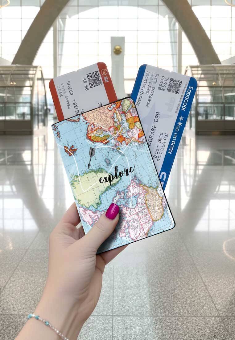 Unisex Vegan Mavi Pasaportluk - Explore Tasarım
