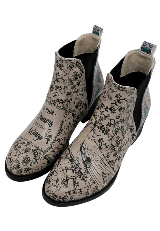 Women Vegan Leather Beige Ankle Boots Let Your Dreams Be Your