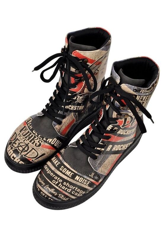 Women Vegan Leather Black Long Boots British Punk Design DOGO Store