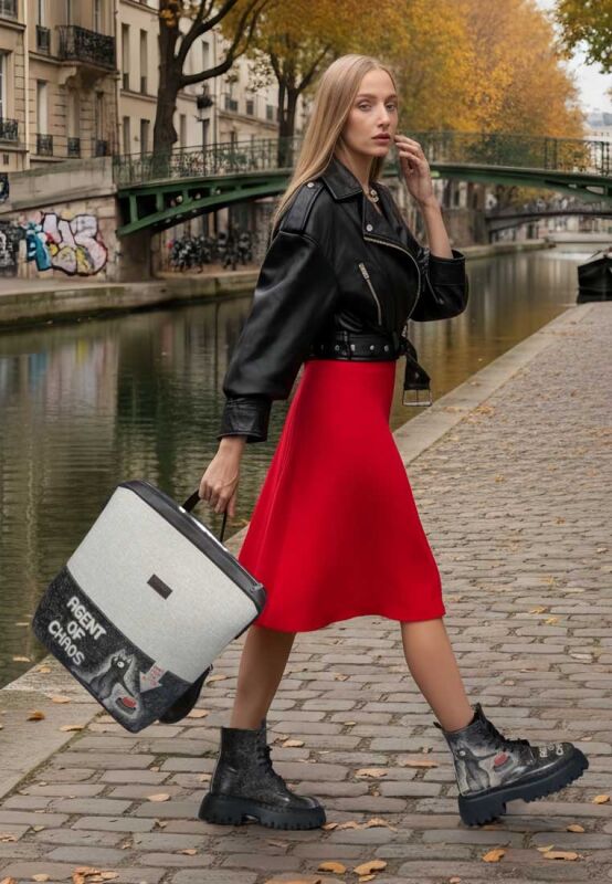 Kadın Vegan Deri Siyah Uzun Bot - Agent of Chaos Tasarım - Navy