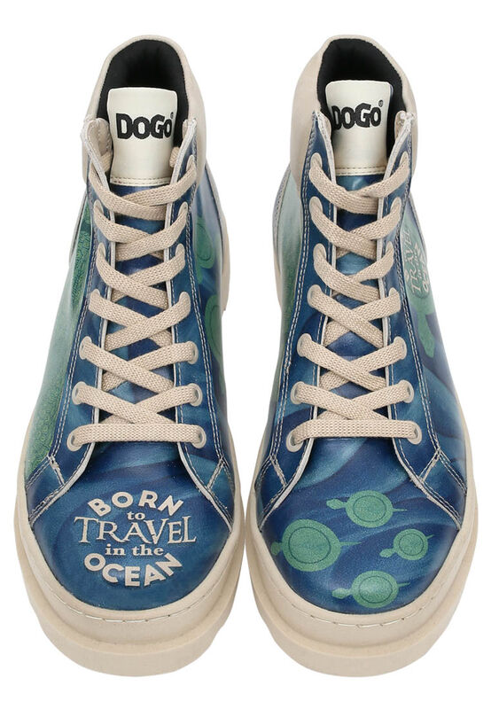 Women Vegan Leather Blue Boots Born to Travel in the Ocean