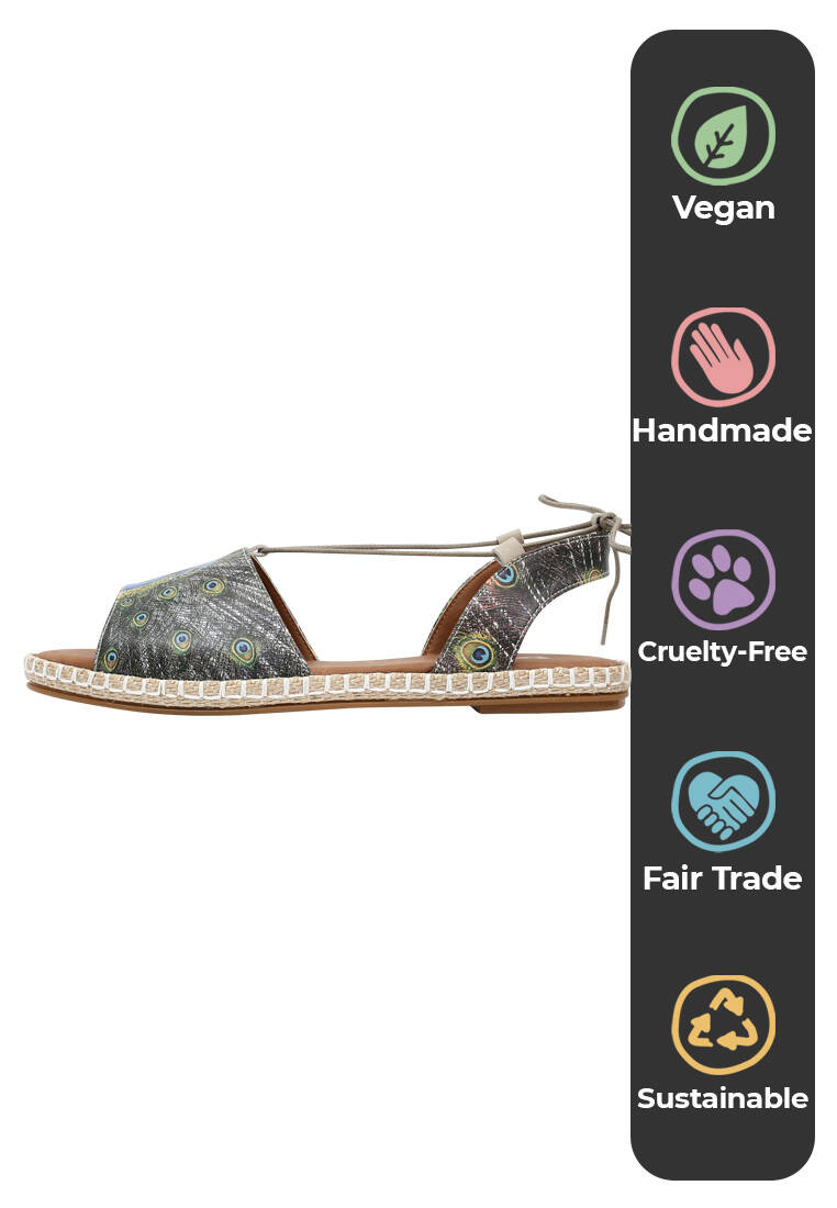 Women Vegan Leather Blue Lace Up Sandals - All Beauty is in