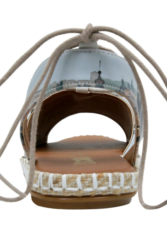 新品 OHGA DOUBLE RIBBON SANDAL Sサイズ オオガ Women Vegan Leather Blue Lace Up Sandals - All Beauty is in