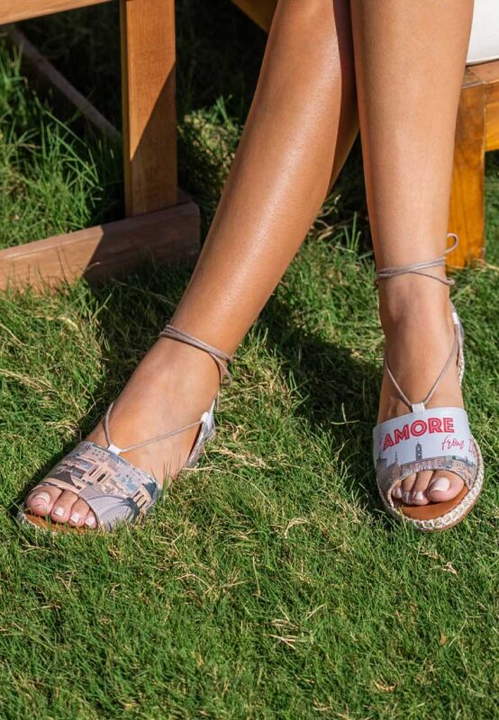 Women Vegan Leather Blue Lace Up Sandals - That's Amore from