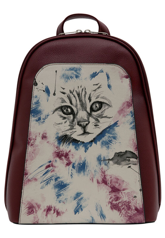 Women Vegan Leather Burgundy Backpack Deepness Design