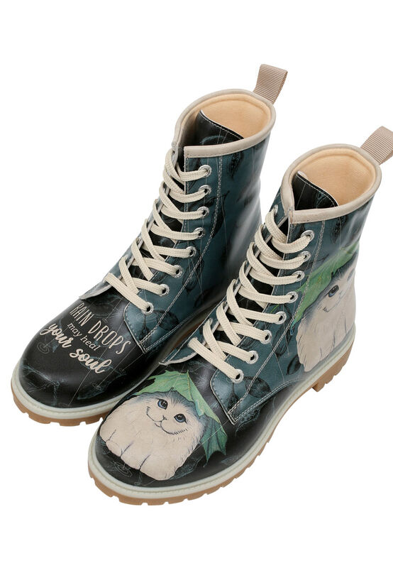 Women Vegan Leather Multicolor Long Boots Rain Drops May Heal Your Soul  Design