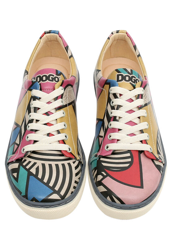 Women Vegan Leather Multicolor Sneakers Painting in Harmony Design