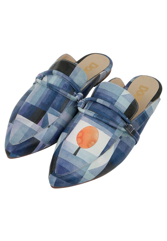 Women Vegan Leather Navy Slippers Be Different Design