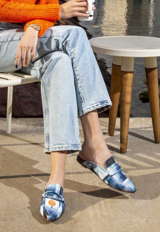 Women Vegan Leather Navy Slippers Be Different Design DOGO Store