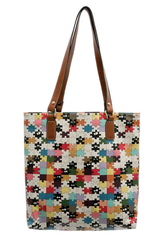 Women Vegan Leather Red Shoulder Bag - In the puzzle Design