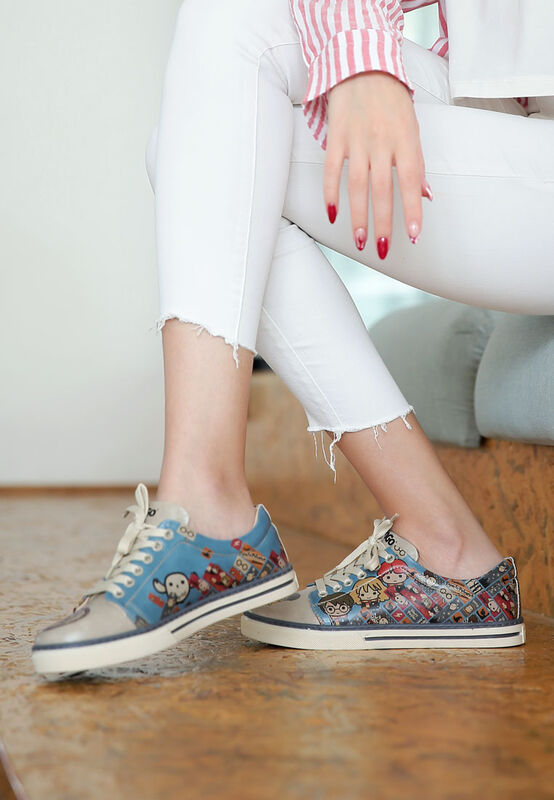 Women Vegan Leather Turquoise Sneakers Warner Bros Imaginary School Harry  Potter Design DOGO Store